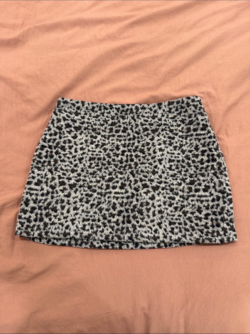 Zara Black & White Leopard-Print Mini Skirt